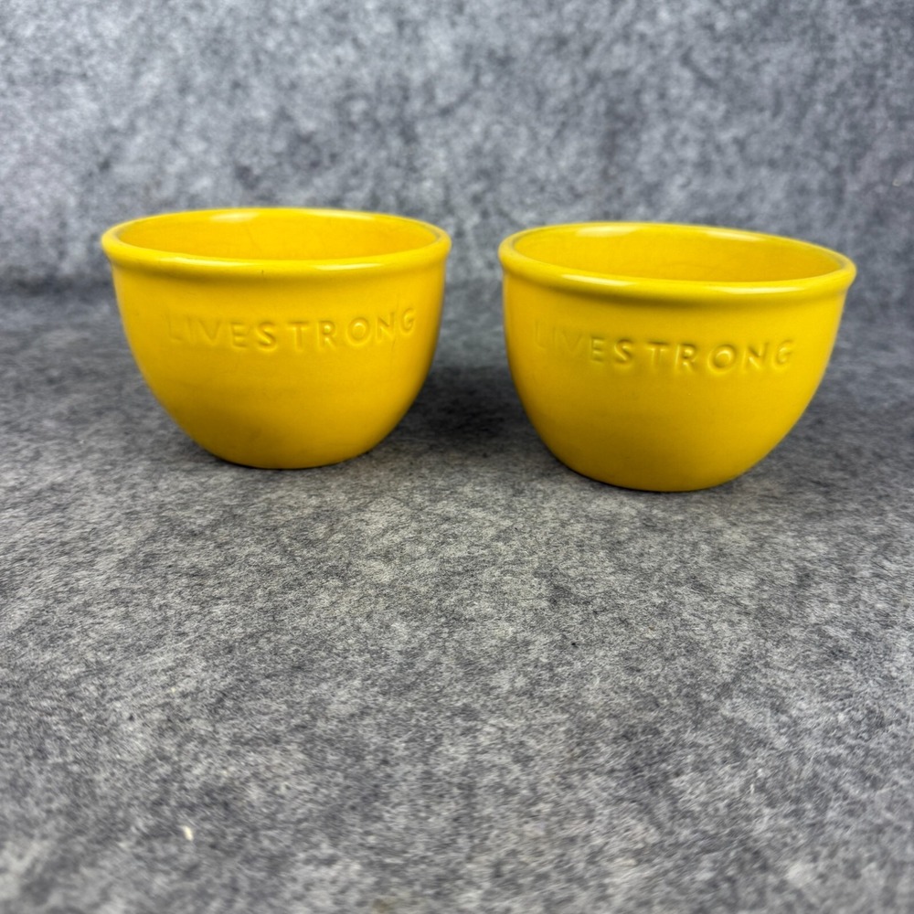 2 Chantal Livestrong Yellow Ceramic Ramekins 1.5 cup Oven Freezer Microwave Safe